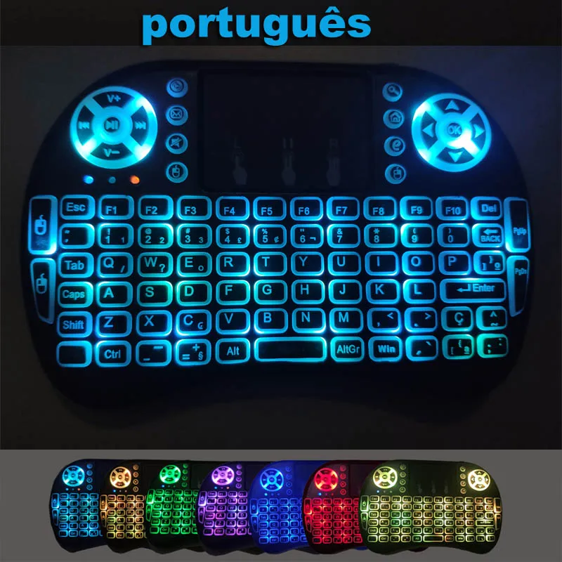 Backlit English Russian French Spanish Portuguese 2.4G Air Mouse Remote Touchpad for Android TV Box PC I8 Mini Wireless Keyboard keyboard on pc Keyboards