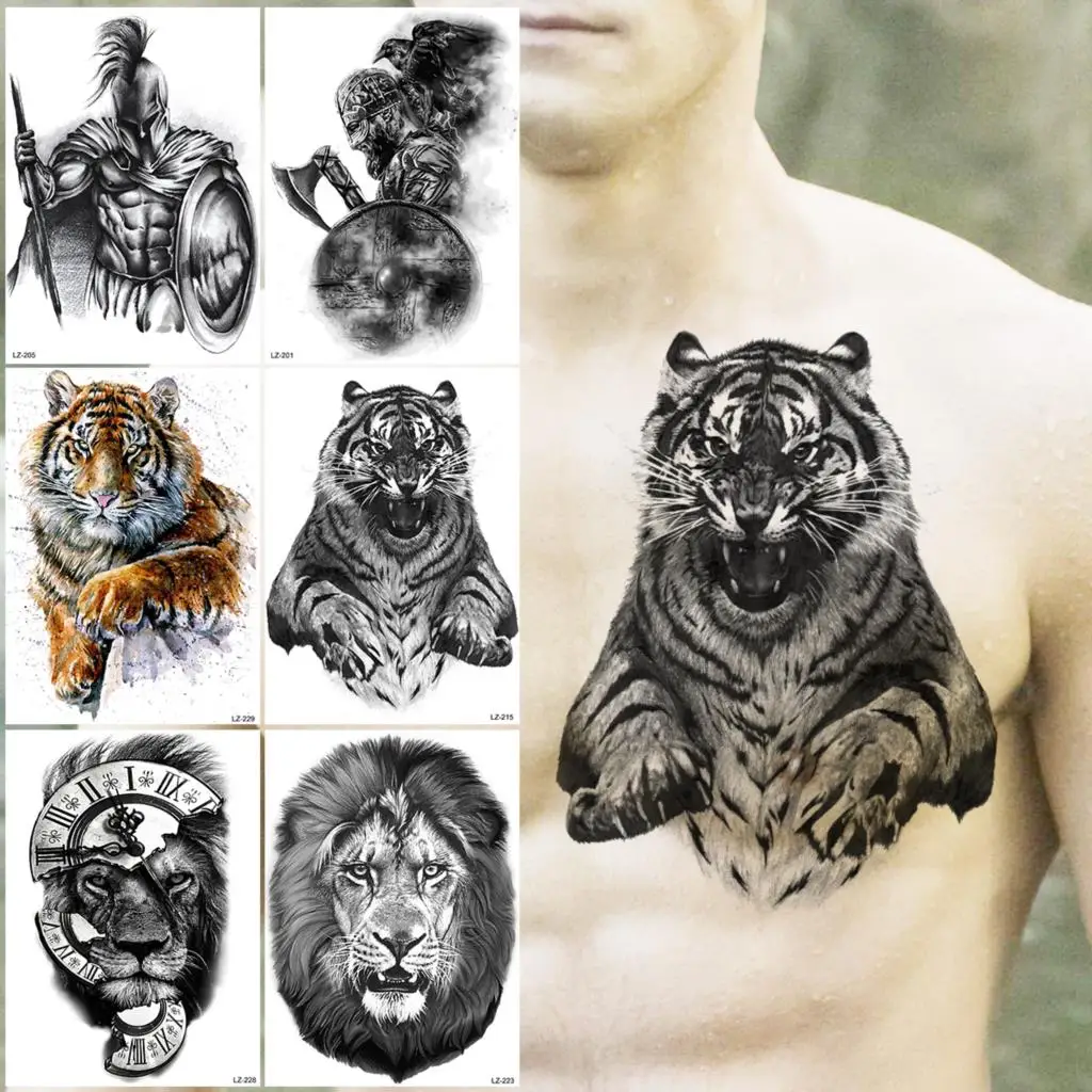 Tiger and spartan realistic tattoo design references – TattooDesignStock