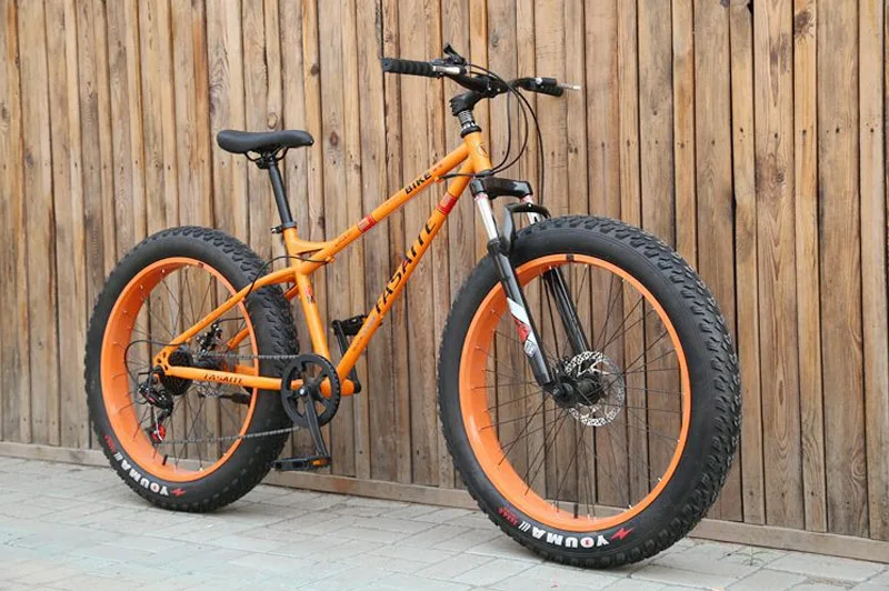 Горный велосипед 4,0 fat tire горный велосипед 24/26 дюймов Высокоуглеродистая сталь пляжный велосипед Снежный велосипед - Цвет: 24 inch orange