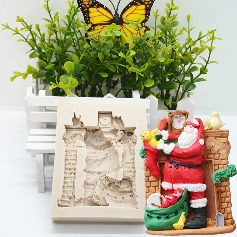 

Santa Closet Gift Silicone Mold Kitchen Resin Baking Tool DIY Chocolate Candy Cake Dessert Fondant Moulds For Decoration