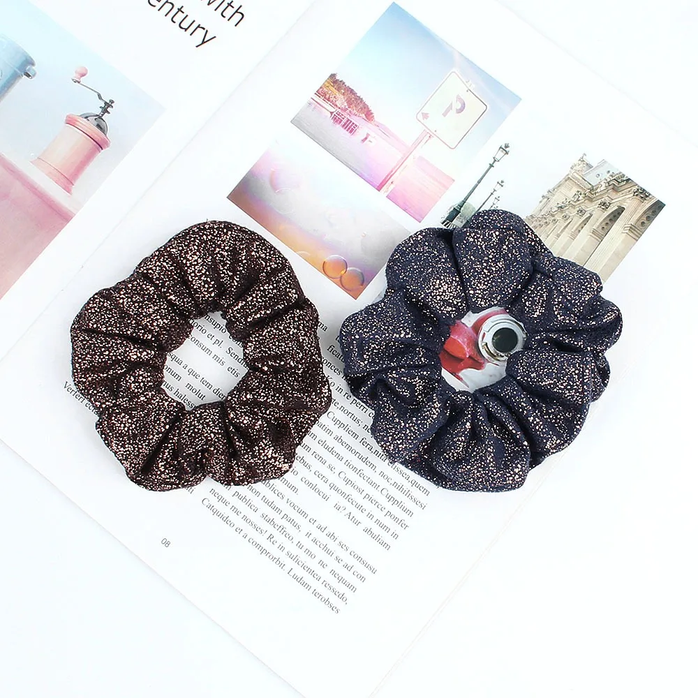 Vintage Women Solid Color Hair Scrunchies Big Colorful Elastic Hair Bands Ponytail Holder Hair Accessories Headwear