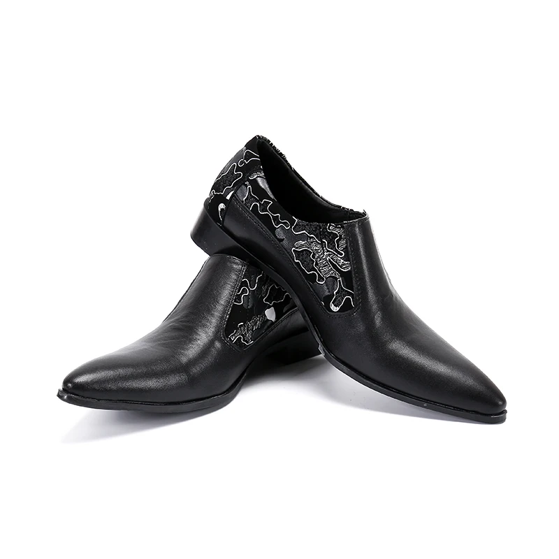 

Formal Black Men'S Shoes High Top Dress Shoes Genuine Leather Slip on Business Shoes Oxfords Size 36-47
