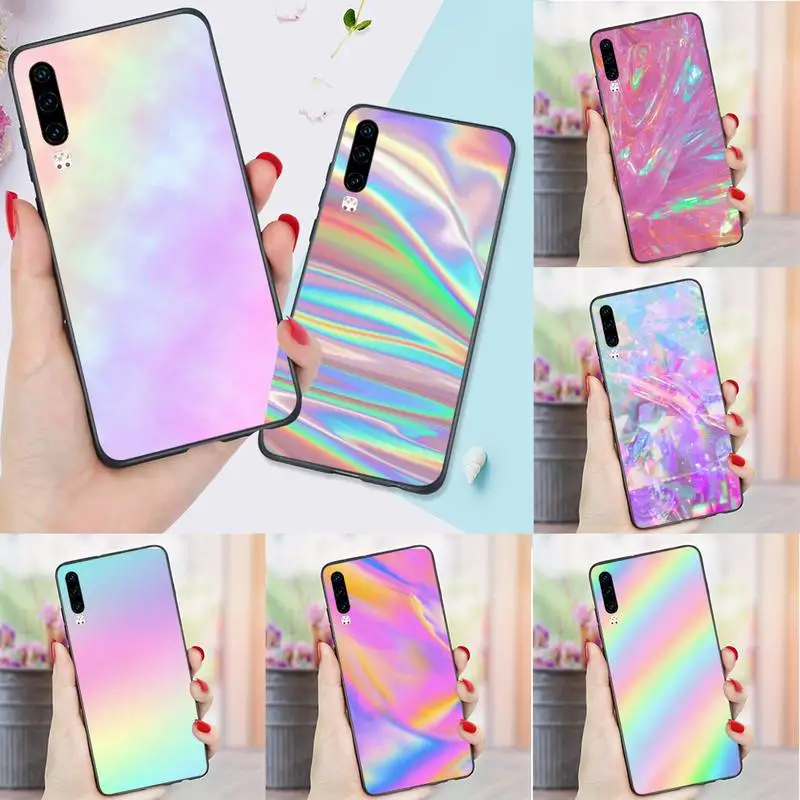 Gradient Rainbow Laser Phone Case For Huawei P 9 8 10 40 Mate 30 Honor 8A 20 20s 9x nova 6se 5t Y9s PSMART lite pro 2017 | Мобильные