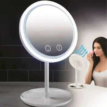 

New 3 in 1 Makeup backlit mirror light With Natural White LED Daylight vanity mirror With Fans To espelho lustro