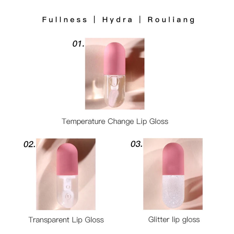 3-color Lip Gloss Capsule Design Transparent Lip Gloss Temperature-varying High-gloss Lip Gloss Moisturizing Lips Plump Lips hot 3-color Lip Gloss Capsule Design Transparent Lip Gloss Temperature-varying High-gloss Lip Gloss Moisturizing Lips Plump Lips hot