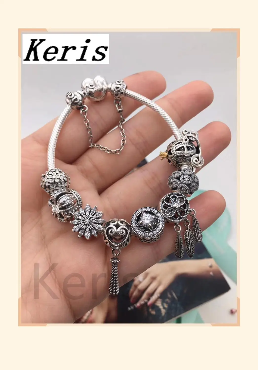 

High Quality Copy 1:1 100%925 Pure Silver New Rose Gold Autumn Style Deciduous Leaf String Bracelet Free Of Charge