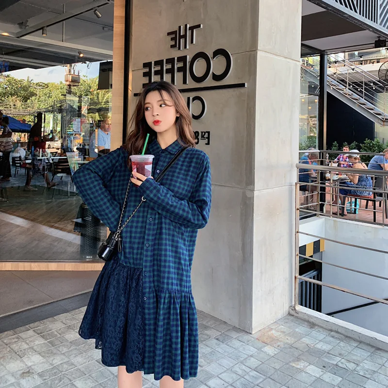 

2020 Early Autumn New Style Korean-style French Non-mainstream Joint Plaid Dress Short-height Retro Mori Girl Line GIRL'S Heart