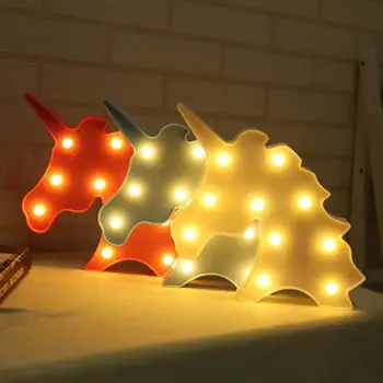 

LED Unicorn Head Night Light Decorative 3D Marquee Sign Light Plastic Nightlight Table Decor Lamps for Bedroom Kids Room