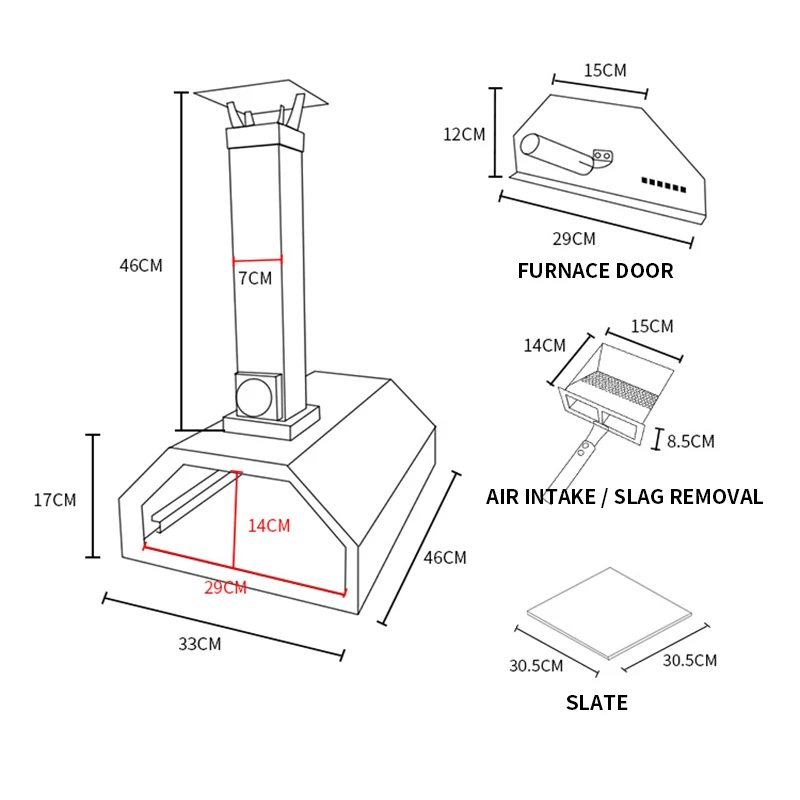 Small Pizza Oven VT-018Z Stainless Steel Pizza Oven Household Outdoor BBQ Oven Fruit Charcoal Fire Pizza Oven