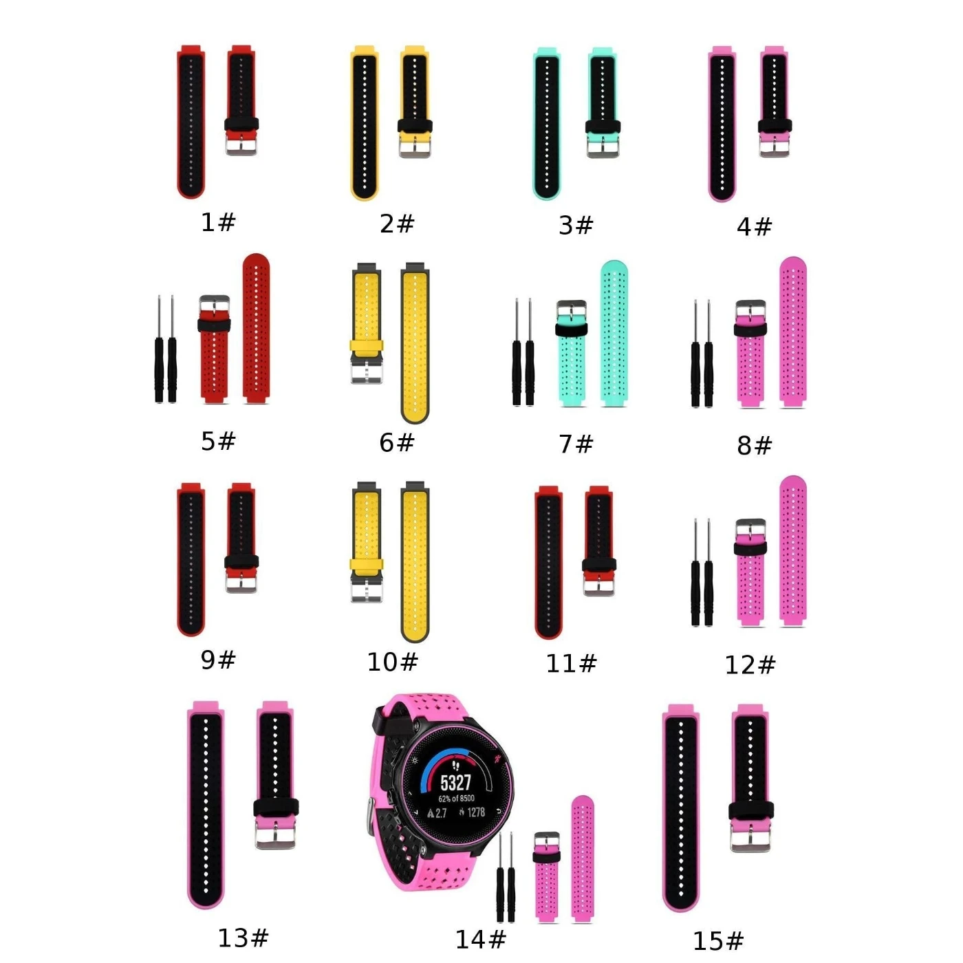 Силиконовый ремешок для часов Garmin Forerunner 735XT 220 230 235 620 630; большие размеры 35-браслет ремни для фитнеса