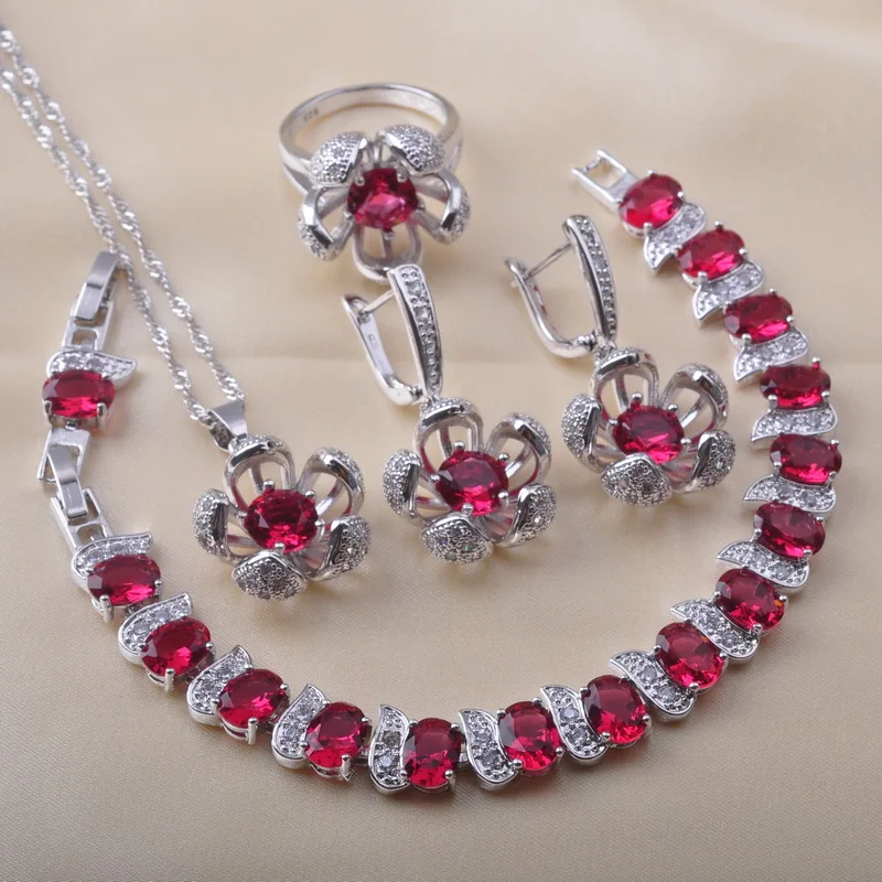 

Bridal jewelry 925 Silver Jewelry Sets For Women Wedding Jewelry Bracelet Earrings Ring Free Gift Box QS0615
