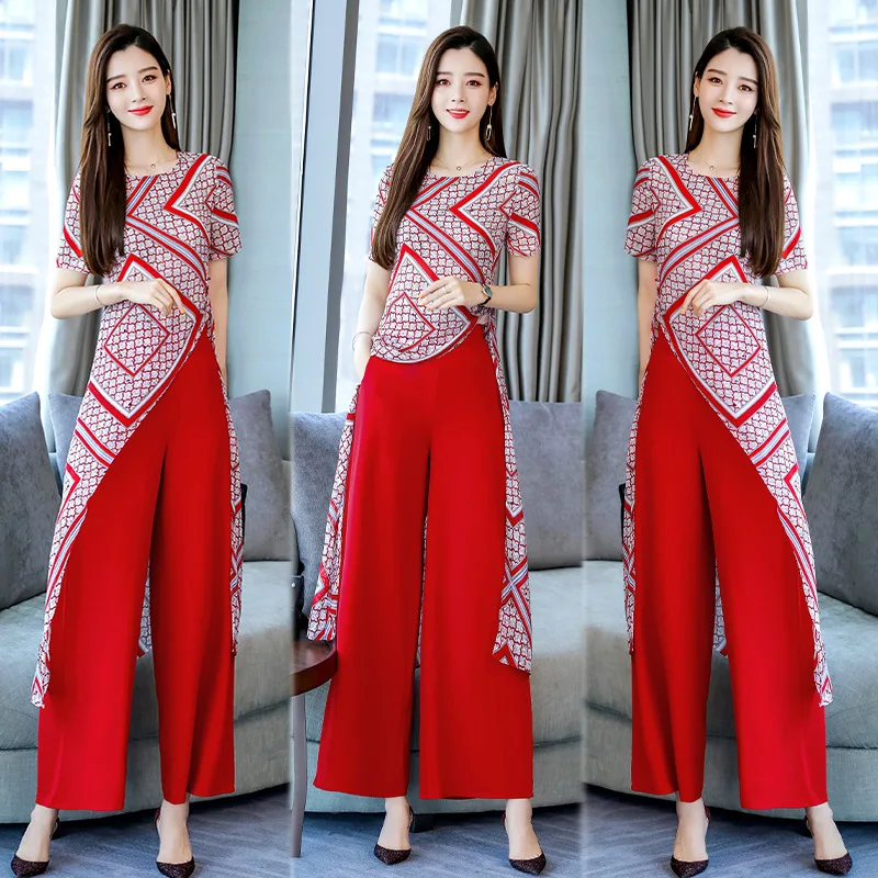 

Crew Neck Pattern Printed Onesie 2019 Summer New Style Casual Comfortable Set