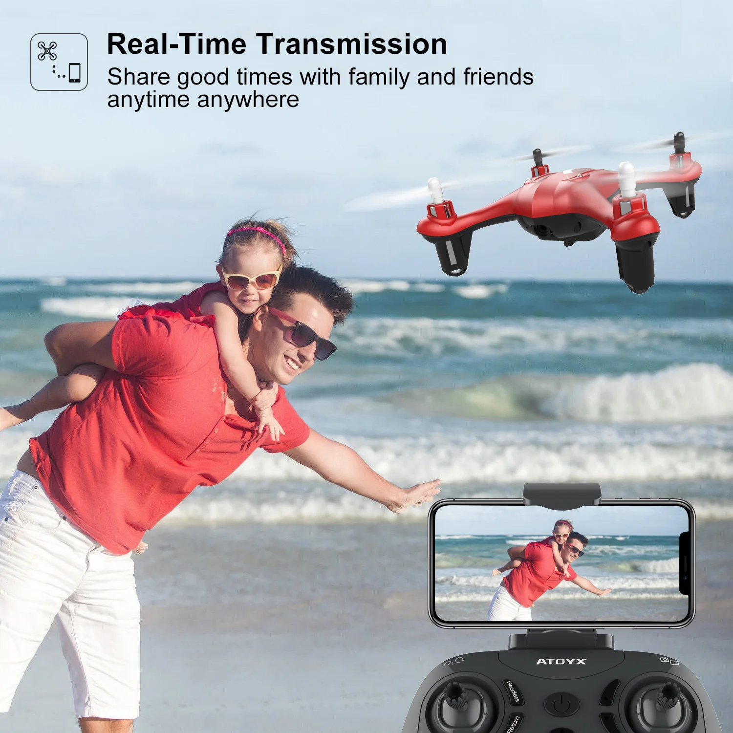 Дрон с камерой ATOYX HD no 4k Mini Drone RC Quadcopter FVP WIFI широкоугольным режимом удержания
