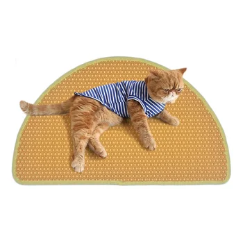 

New Cat Litter Mat Semicircle EVA Double-Layer Cat Litter Trapper Mats with Waterproof Bottom Layer Anti Splash Cat Bed