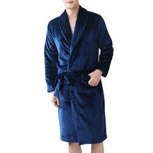 Пара, Толстая теплая зимняя ночная рубашка, халат для мужчин и женщин, мягкая Фланелевая пижама, длинное кимоно, Одноцветный халат, одежда для сна