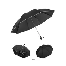 Автоматический зонтик обратный складной бизнес зонтик со светоотражающими полосками для мужчин Авто роскошный большой Ветрозащитный зонты черный