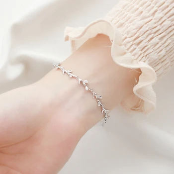 

Silver Color Leaf Charm Bracelets Olive Leaf Peace Bracelet For Women Girl Gift Adjustable Bracelet Fashion jewelry