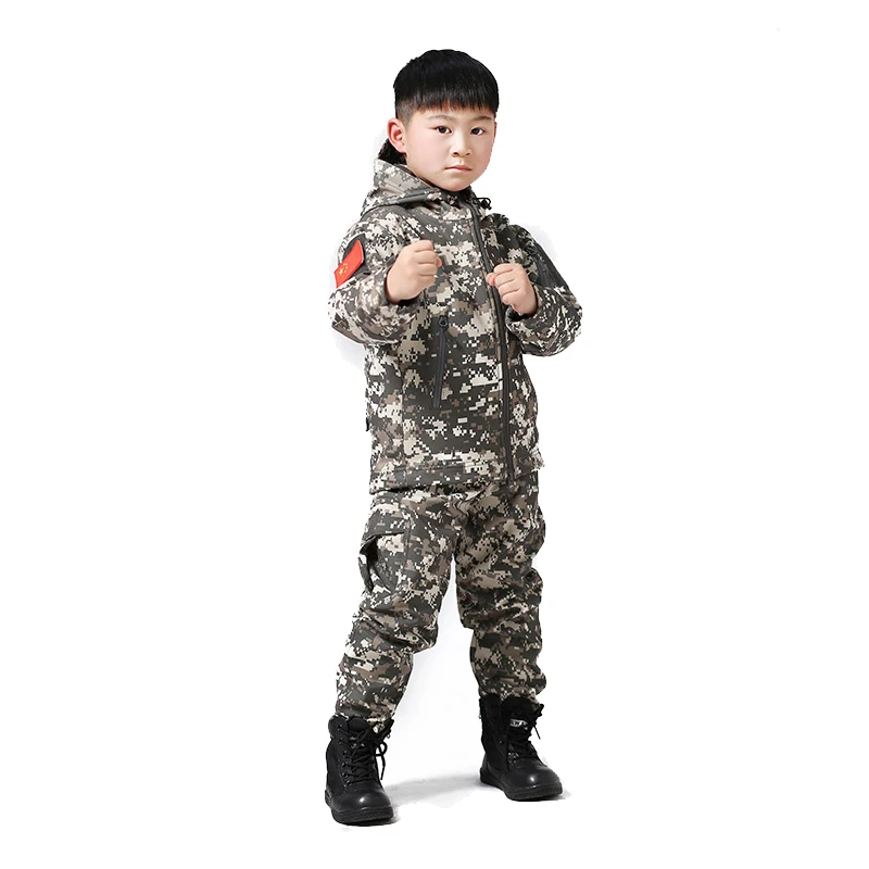 Outdoor Sports BDU Shooting Coat Tactical Combat Clothing Camouflage Outdoor Hoody Softshell Kid Child Jacket - Цвет: ACU