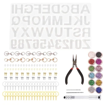 

125 Pieces Silicone Resin Casting Molds Starter Kit , Alphabet Number Silicone Mold and Tools Set for Resin Jewelry