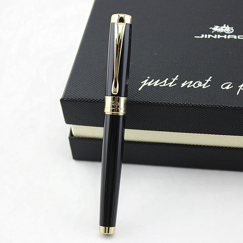 Jinhao 1200 винтажная Роскошная каллиграфическая самопишущая ручка изогнутое перо Красивая пульсация с золотым зажимом, Черная Металлическая резьба чернильная ручка - Цвет: 1200