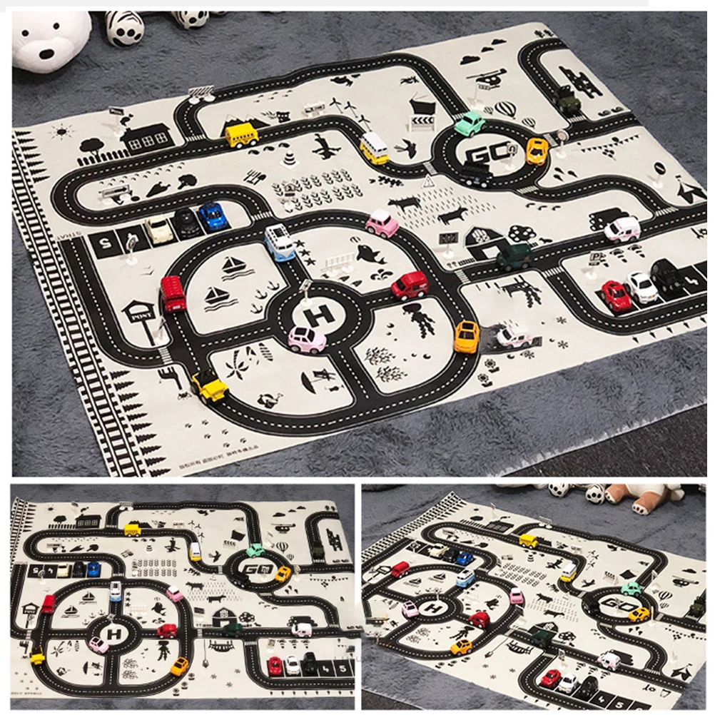 Europe Style Fun City Road Traffic System Playmat For Children Traffic Gaming Pad With Car And Road Sign For Kids Christmas Gift