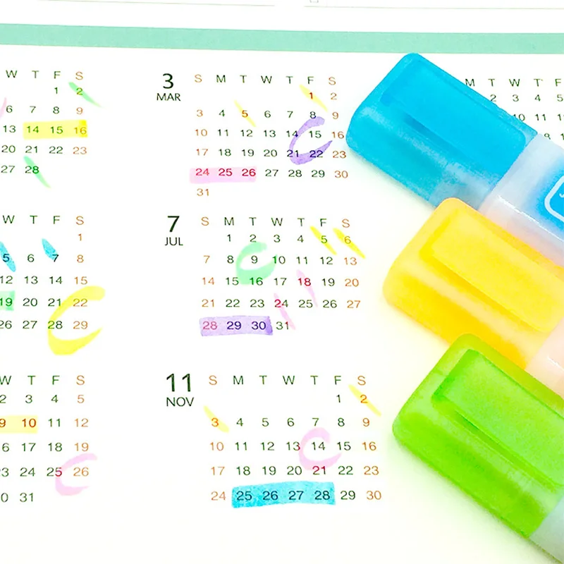 School Highlighter Pen Set 6 Color Oblique Head Check Liner Marker Highlighter for Office School Kids Study