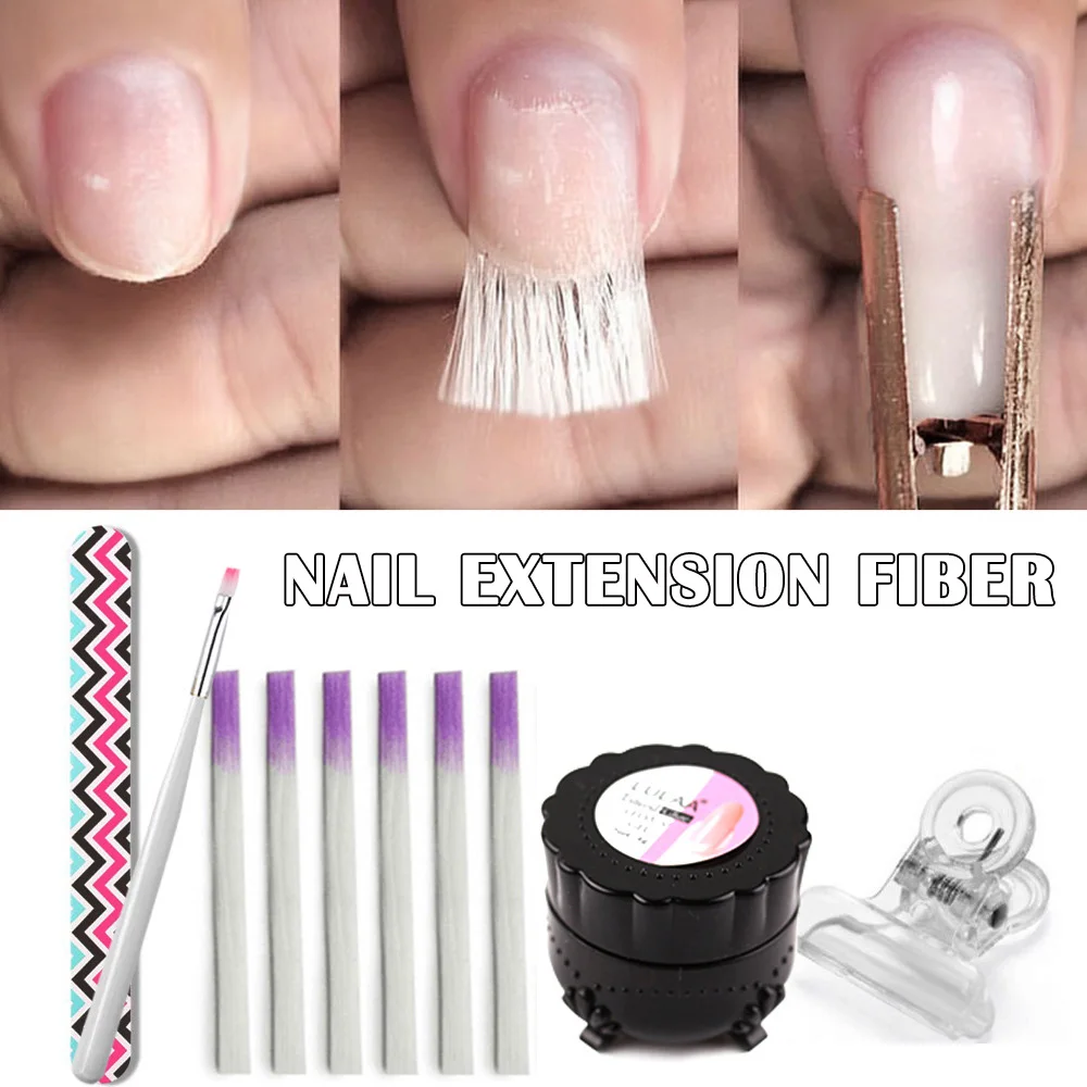 Стекловолоконные наконечники для наращивания ногтей DIY маникюрный салон набор инструментов с клеевой щеткой ZGOOD