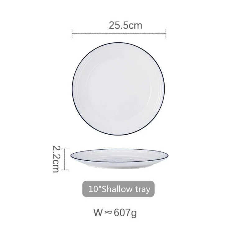 10inch Shallow tray White screw Thread Dinner Plate Ceramic Kitchen Plate Tableware Set Food Dishes Rice Salad Noodles Bowl Soup Bowl 1pc - Цвет: 10inch Shallow tray