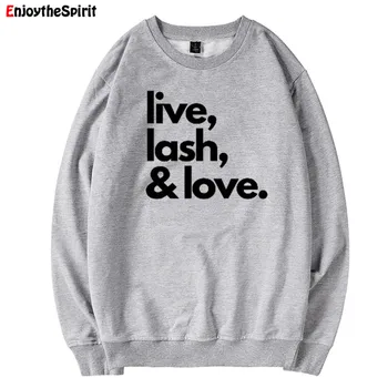 

Enjoythespirit Live Lash Love Letter Printed Women Hoodies 2020 Autumn and Winter Loose Ladies Sweatshirt Vintage Casual Clothes