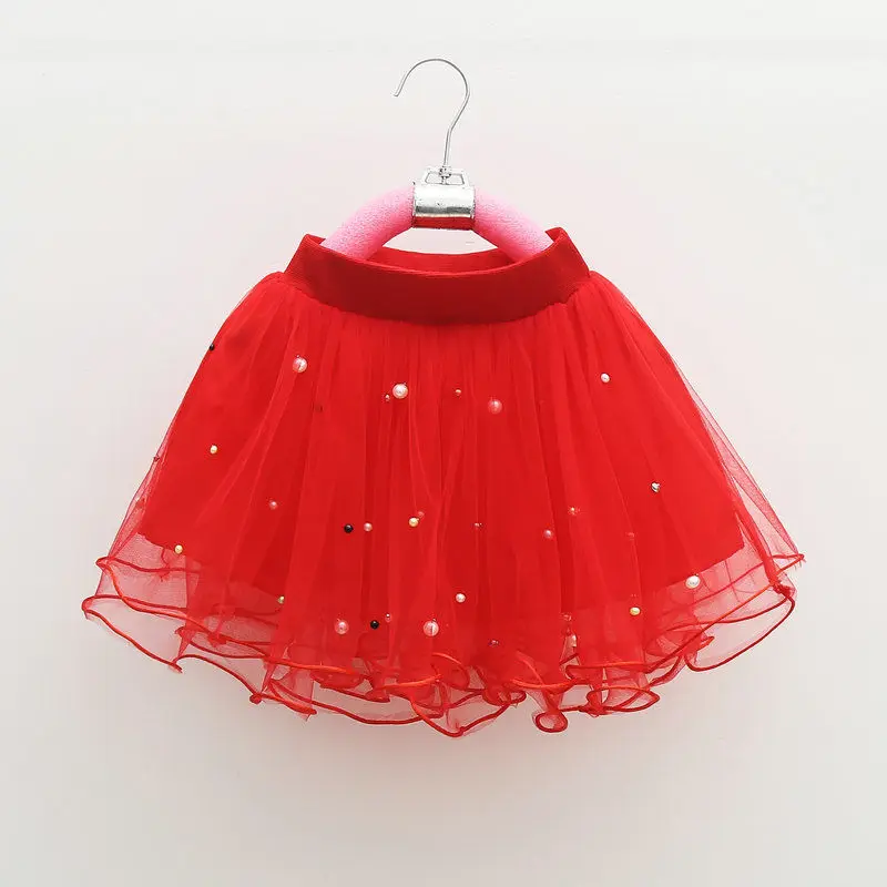 Baby Red Tutu Pearl Kids Skirt for Girls