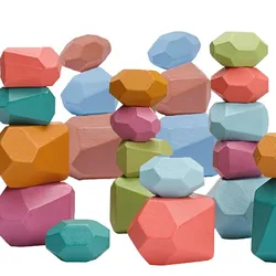 Jouet Jenga en bois pour bébé, blocs de construction en pierre colorée, jouets éducatifs créatifs empilables, arc en ciel, blocs de construction d'équilibre 