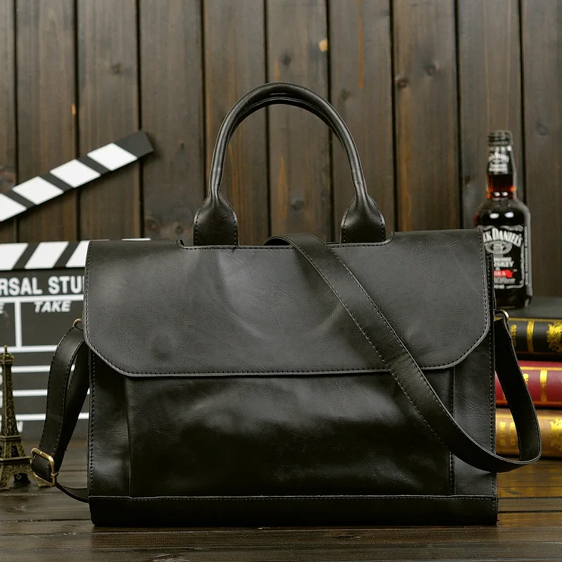Men's casual shoulder bag diagonal cross split leather bags briefcase handbag business computer briefcase