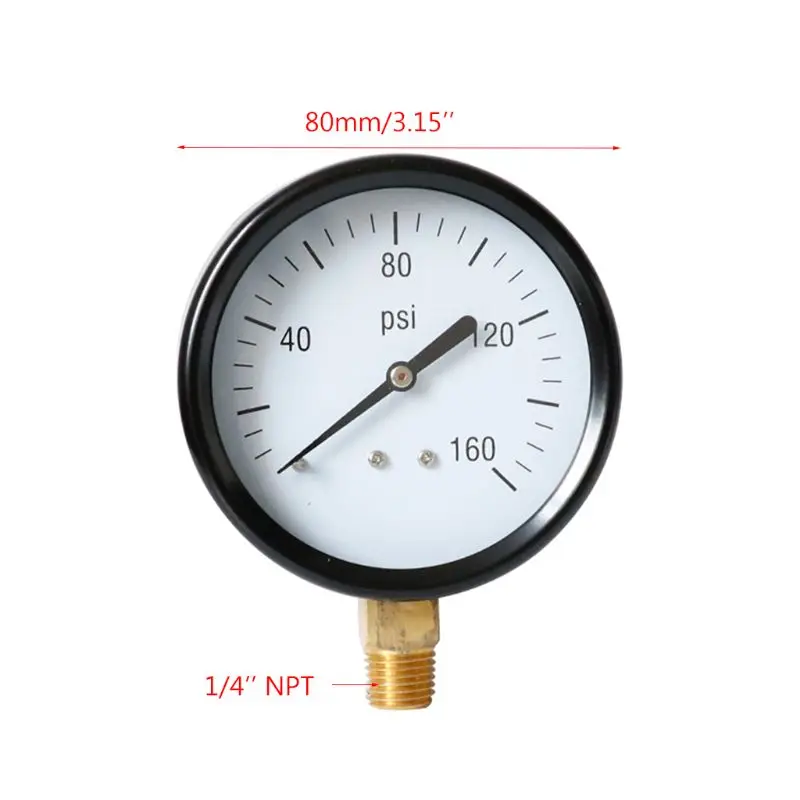 Манометр 160 PSI " Диаметр 1/4" NPT Нижнее крепление для воздушной воды масла жидкости