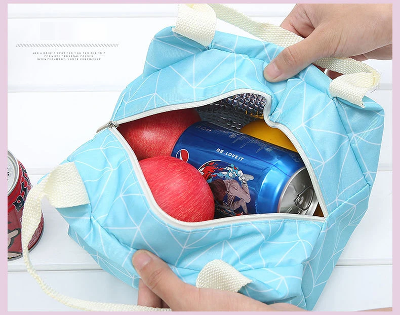 Функция режим охладитель Ланч-бокс портативный изоляционный холщовый ланч-мешок для пикника детский полосатый кактус сумка для еды с теплоизоляцией