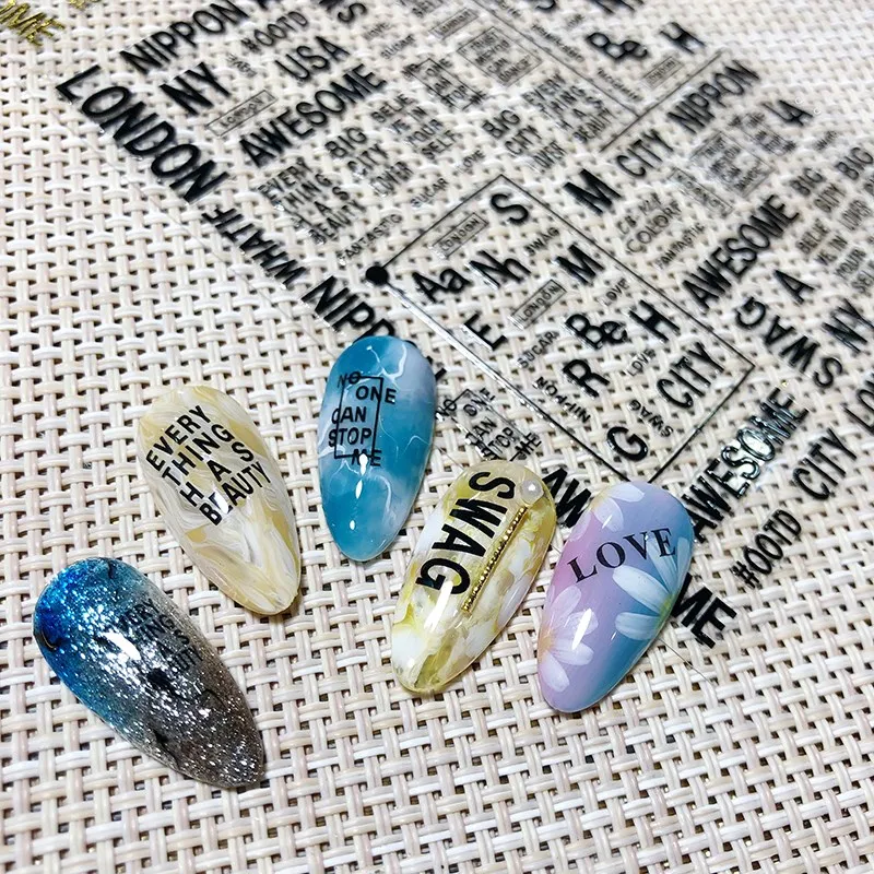 

1 Sheet Nail Sticker 3D Nail Art Sticker Decal Manicure LOVE Letters Nail Transfer Decals For Nails Accessories Sticker Decor