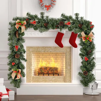 

1.8 Artificial Christmas Fireplace Garland Wreath Pine Tree Ornament Christmas Tree DIY Hanging Rattan Garlands Decoration