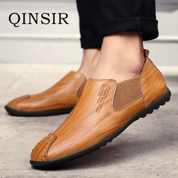 

Mens Fashion Casual Shoes Slip On Breathable Men Flat Driving Moccasins High Quality Men Loafers Italian Genuine Leather Shoes