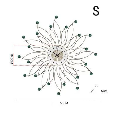 Европейский цветок из кованого железа форма настенные часы Настенное подвесное украшение дома для гостиной комнаты, отеля рисунок-Наклейка на стену украшения ремесла - Цвет: style5-S