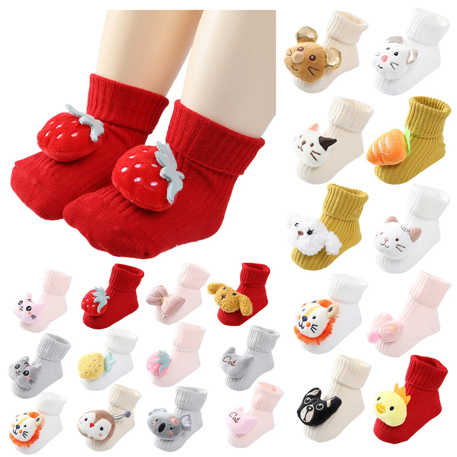 

Baby Floor Socks Autumn Winter Non-slip Thicken Soft Cotton Breathable Socks 3D Special Printing Cute Cartoon Patterns Socks