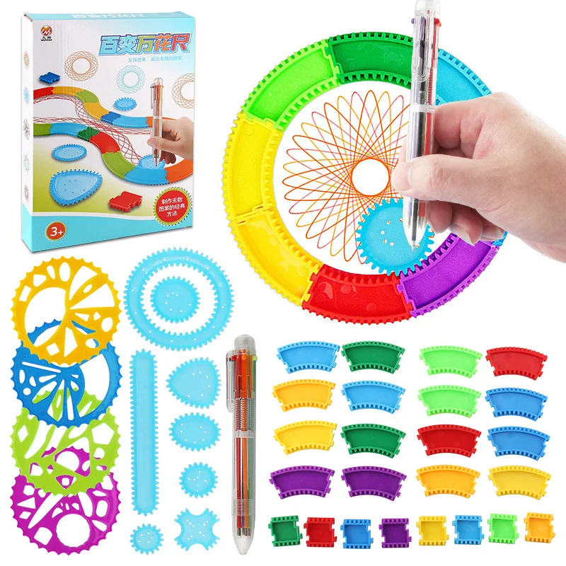 

Children Multi-functional Flexible Fantasy Spirograph Package Children Fine Art Creative Painted Template Funny Set