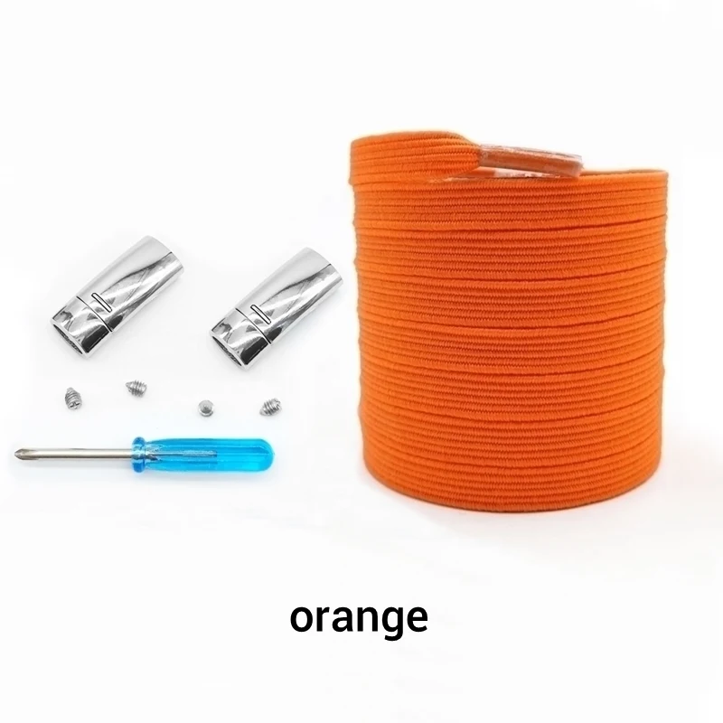 1Pair Funny Magnetic Locking Shoelaces Quick No Tie Elastic Shoe laces - Цвет: Orange