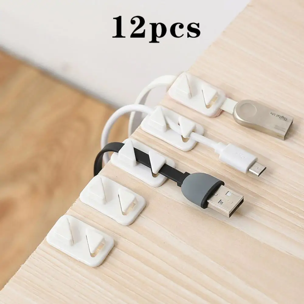 12 Pcs//Set Cable Clips Wire Tie Cable Clamp Holder Self-Adhesive Household Fixer