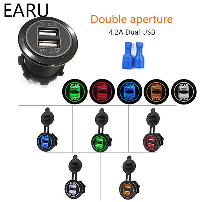 5 в 4.2A автомобильное USB зарядное устройство двойной usb зарядный порт измеритель напряжения вольтметр подходит для большинства напряжений 12-24 В