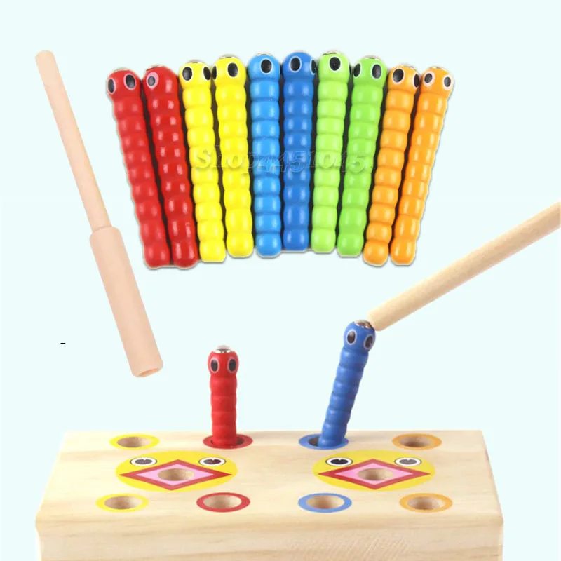 Montessori Math Toy Caterpillar Eats The Wand Kids Catch Worms Matching Pair Games Early Educational Interactive Math Toy