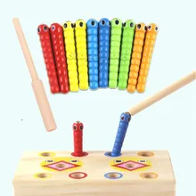 Montessori brinquedo de matemática caterpillar come a varinha crianças pegar vermes correspondência par jogos cedo educacional brinquedo de matemática interativa