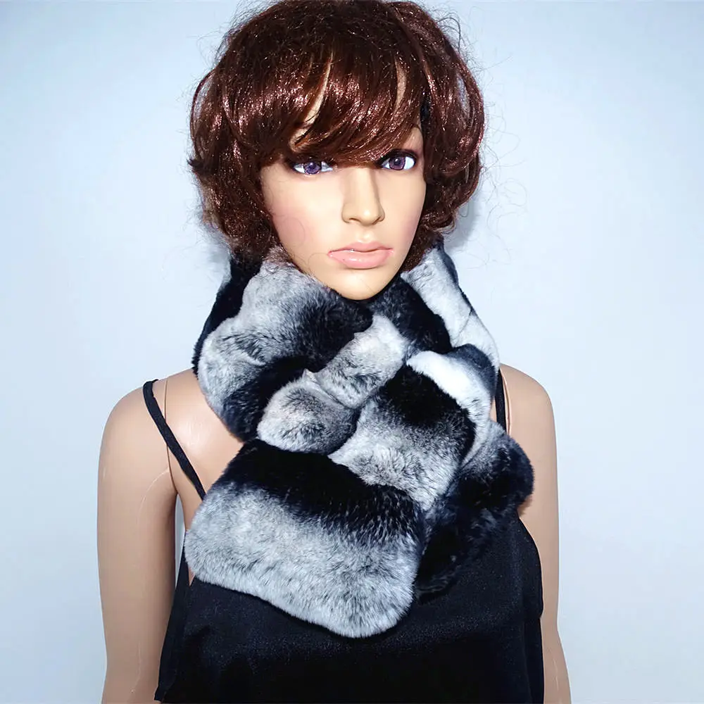 

chinchilla Real Rex Fur neck female Natural fur Whole skin Rex Rabbit Scarf Low-price sales are limited to 10 items