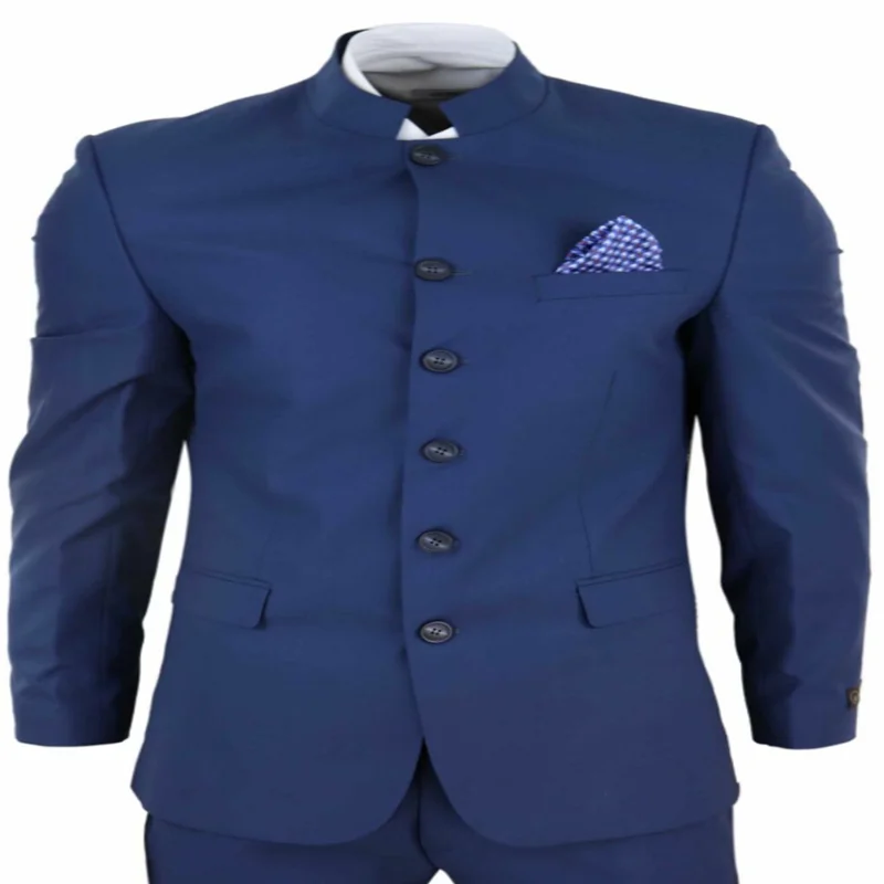 Новинка, мужские костюмы, 3 предмета, Nehru Grandad, воротник, костюм Beatles, индийский стиль, классический мужской костюм