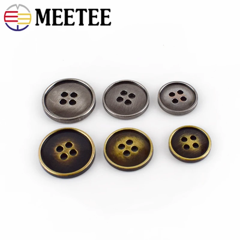 10/20pcs Metal Buttons Ancient Bronze Silver 4 holes Sewing Button Suit Coat Botones E4 33|Пуговицы| |