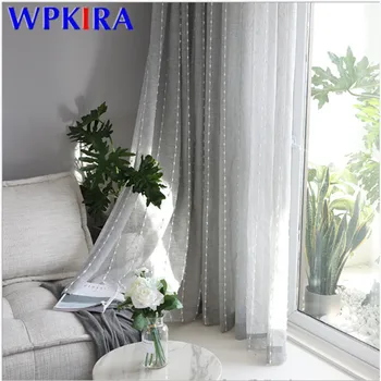 

Nordic Linen Tulle Curtain For Living Room Window Blinds Drape Balcony Window Screen Jacquard Gray Volie Sheer Curtains W-ZH057