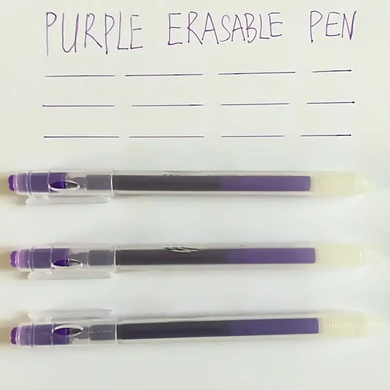 0,7 мм фиолетовая стираемая гелевая ручка с ластиком прозрачная пластиковая трубка волшебная ручка Тепловая ручка с исчезающими чернилам школьная Ручка frixion канцелярские принадлежности - Цвет: 3 pcs Purple Pen